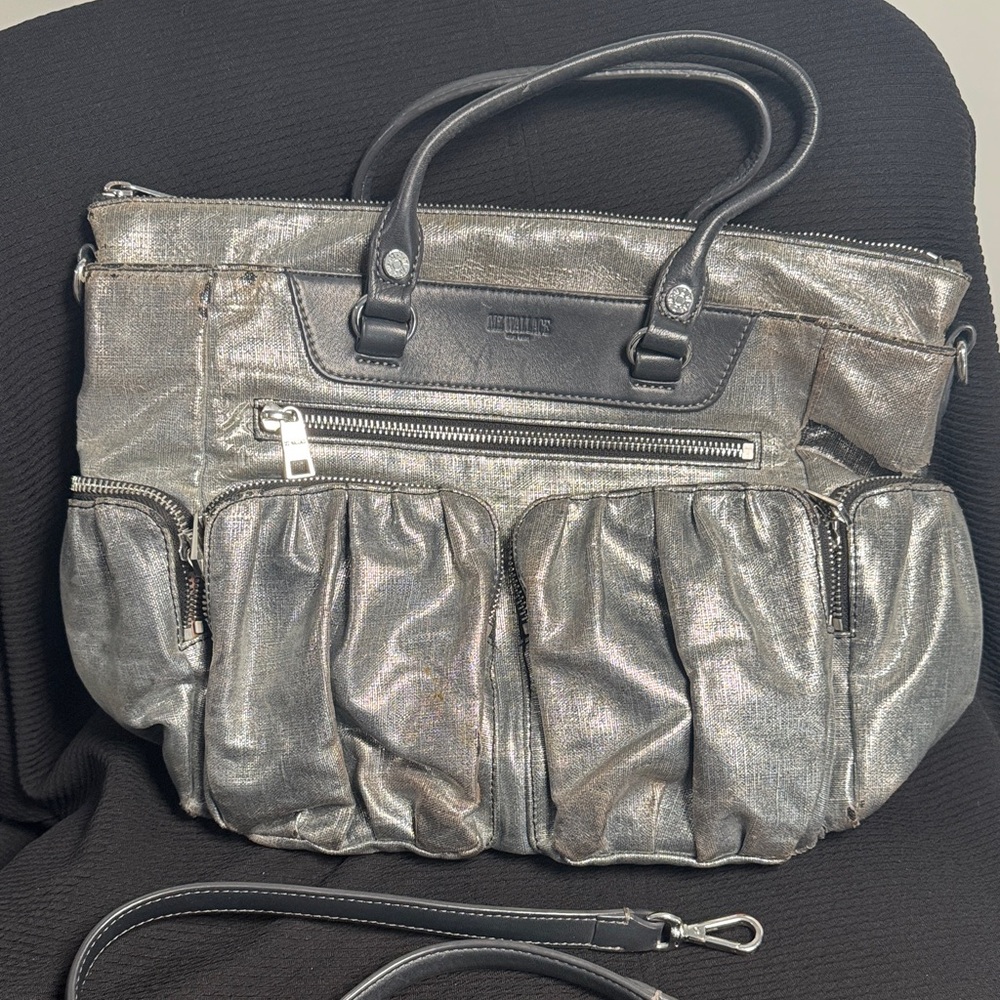 MZ Wallace Metallic Silver and Black Shoulder Bag